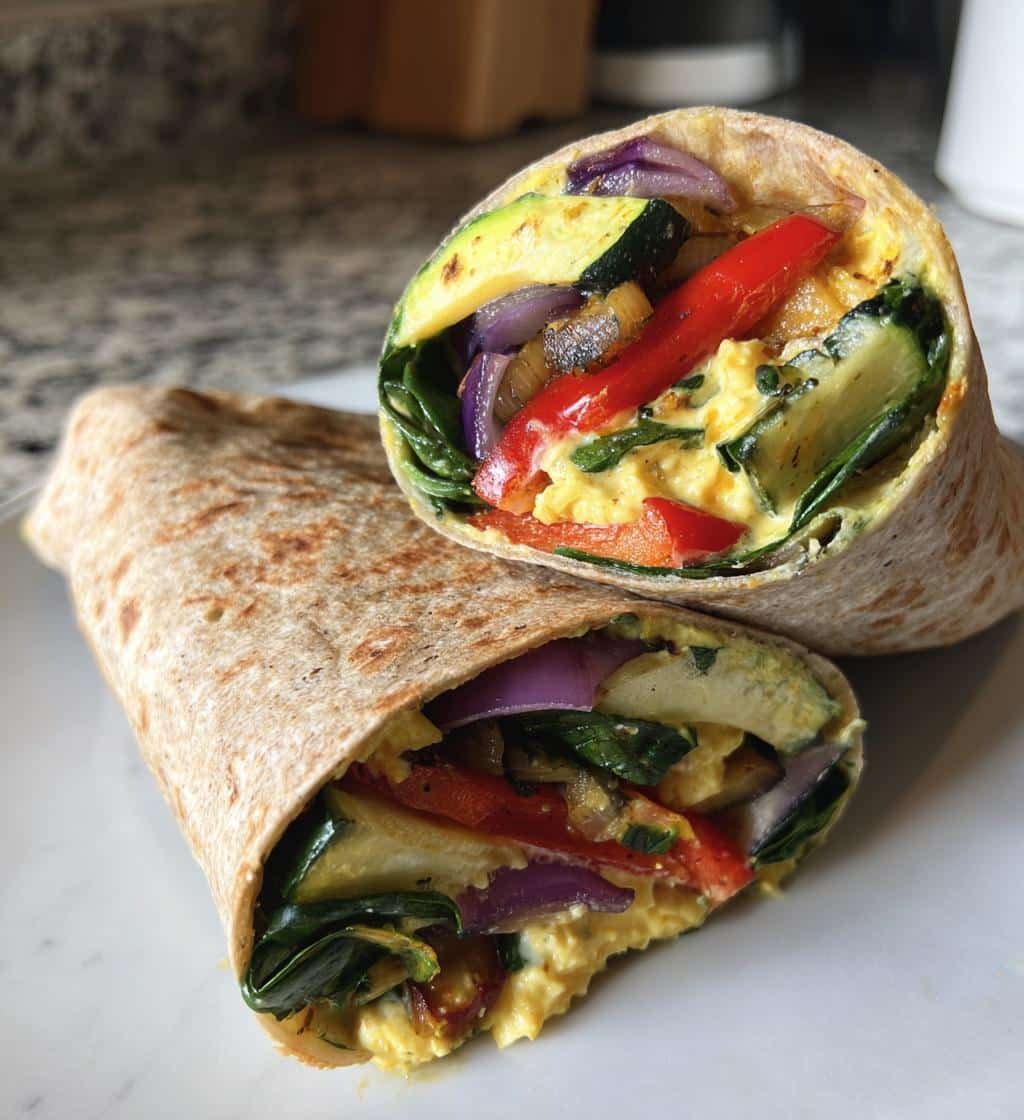 Healthy Grilled Veggie & Hummus Flatbread Wrap