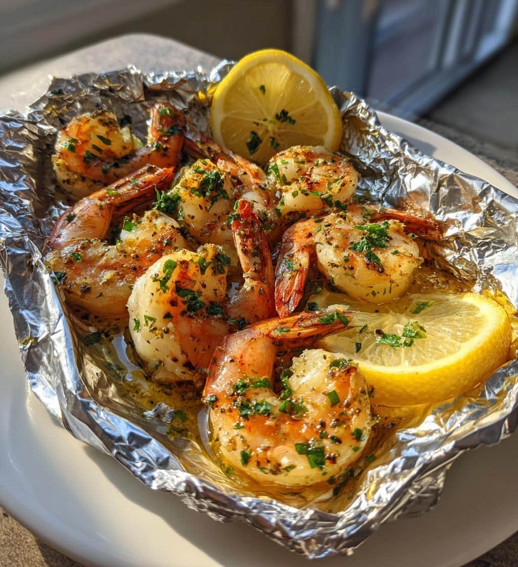 Healthy Lemon Herb Shrimp Foil Packets