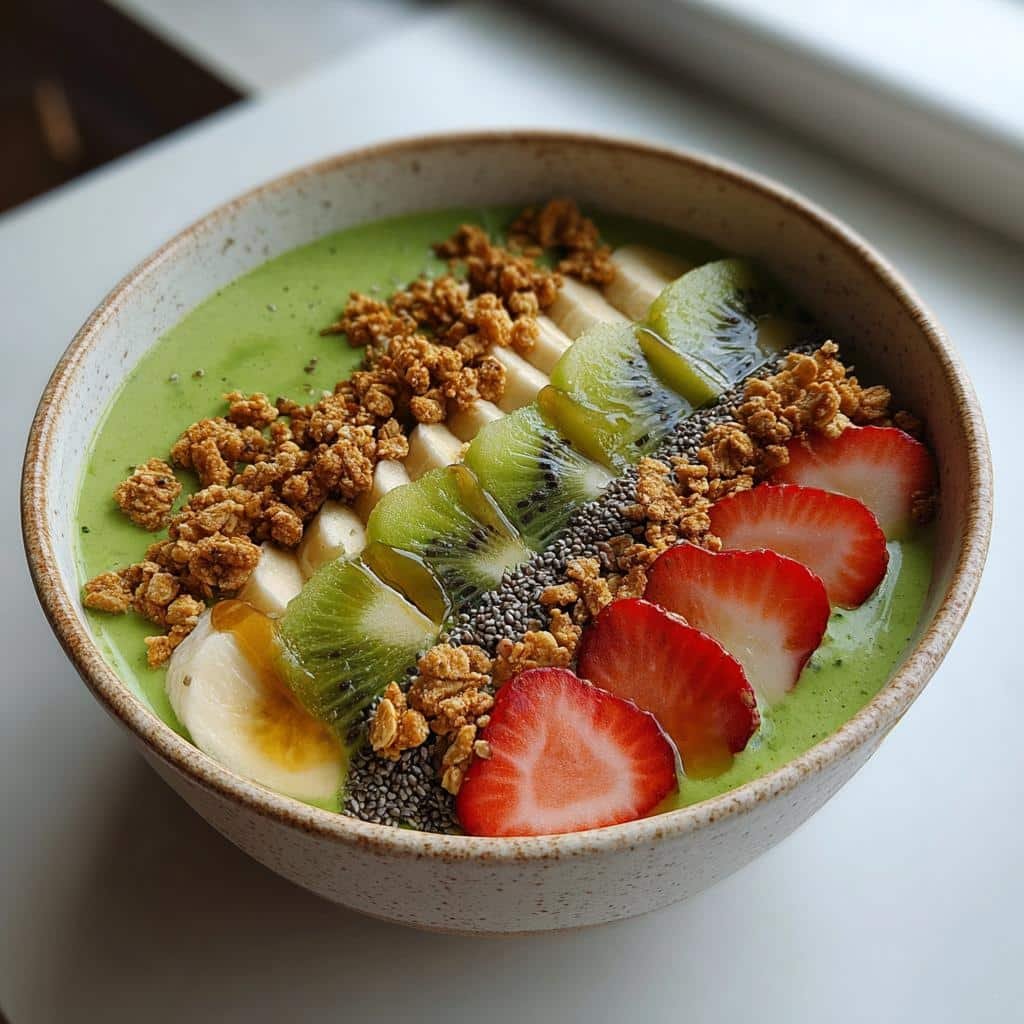 Healthy Matcha Green Tea Smoothie Bowl - detail 1