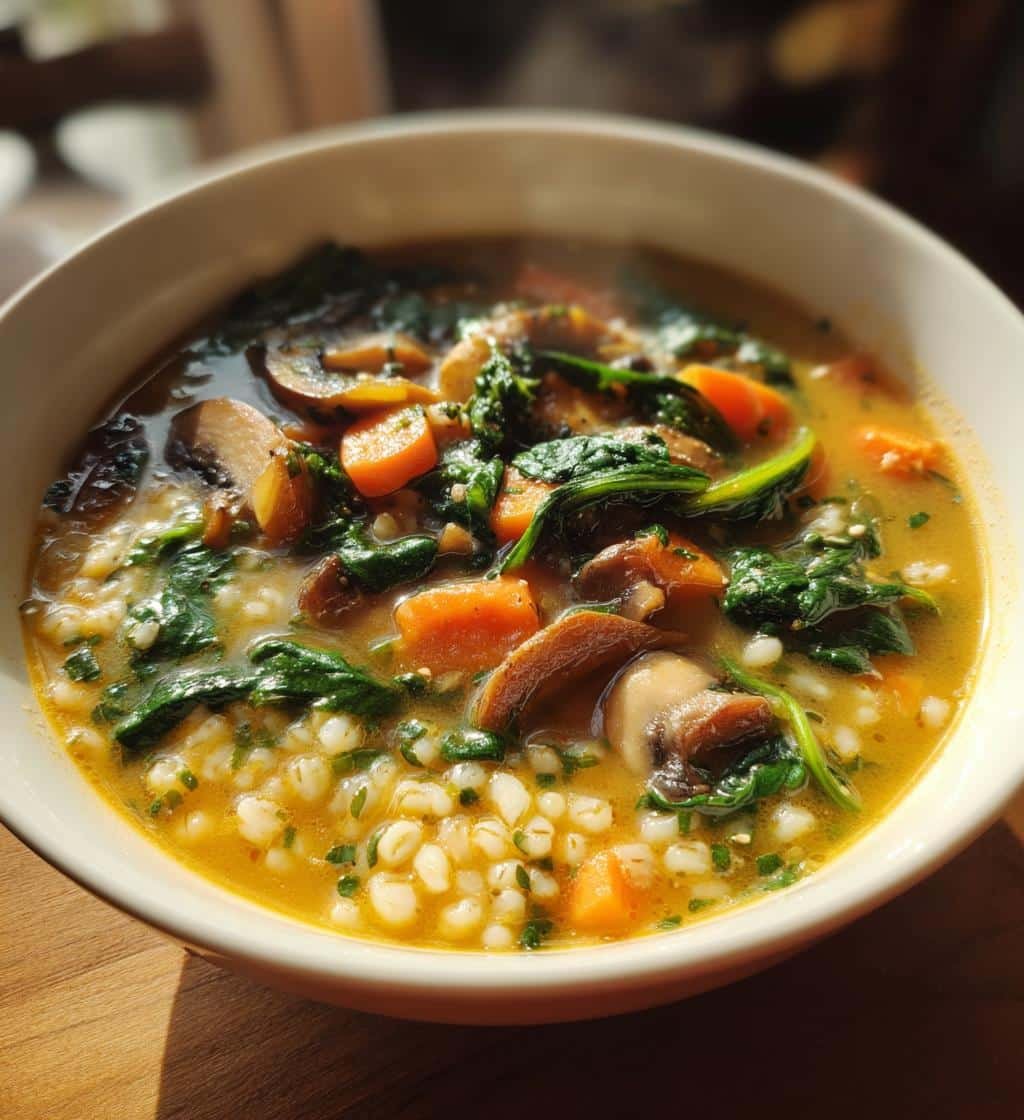 Healthy Miso Mushroom Barley Soup - detail 1
