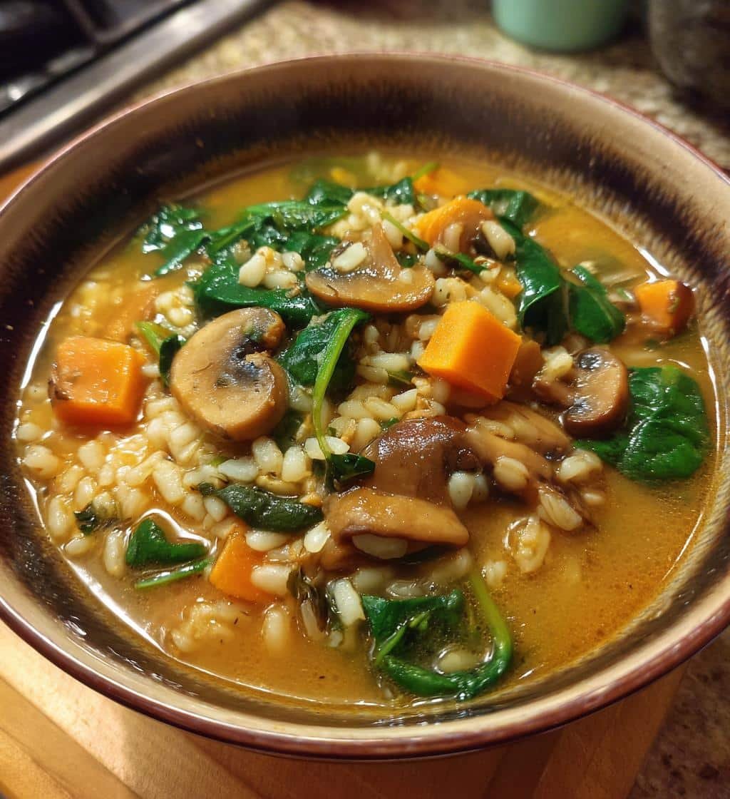 Healthy Miso Mushroom Barley Soup