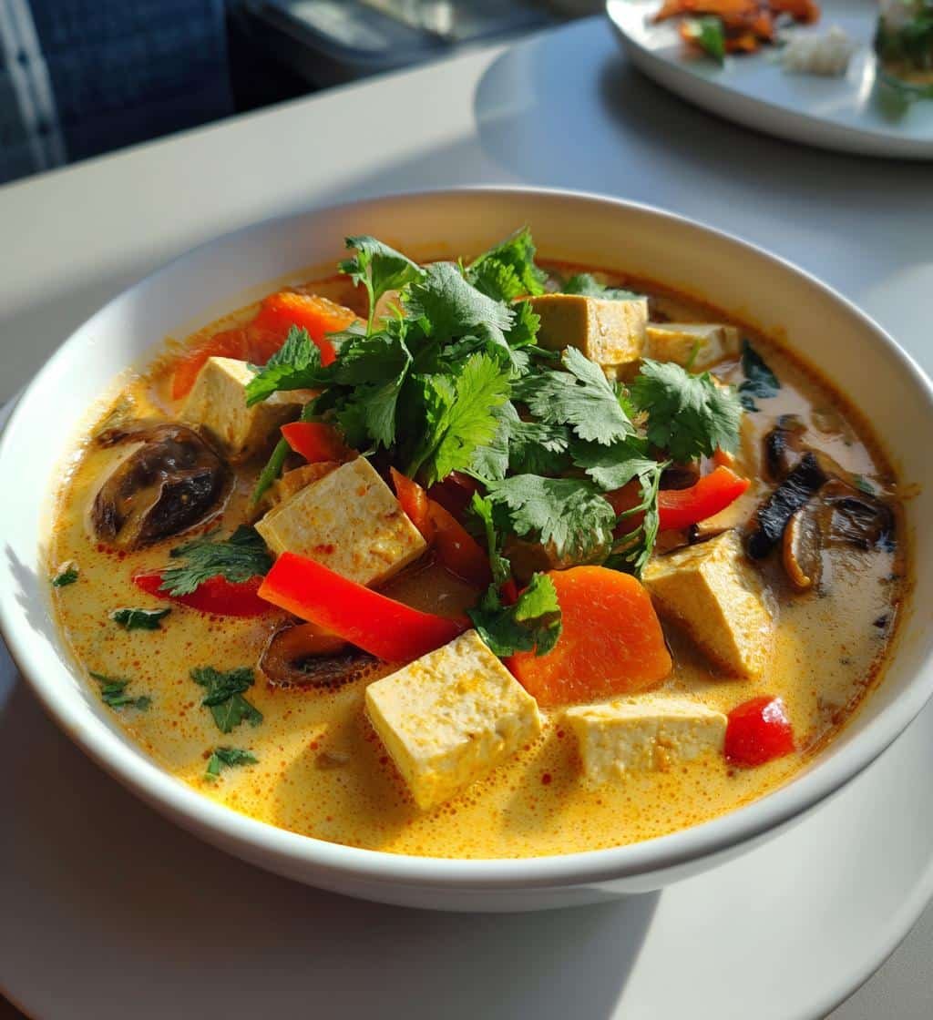 Healthy Nourishing Coconut Tofu Soup - detail 1
