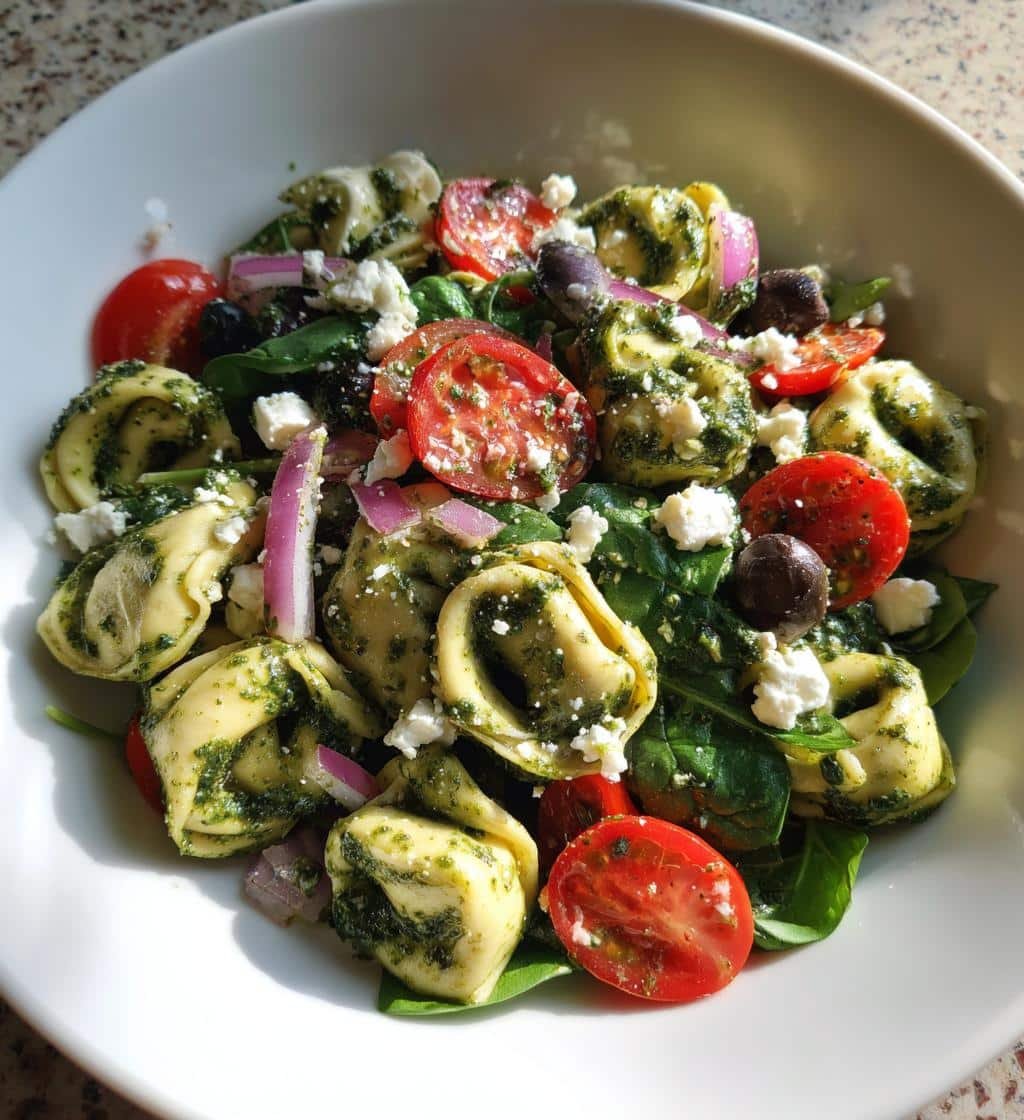 Healthy Pesto Tortellini Salad