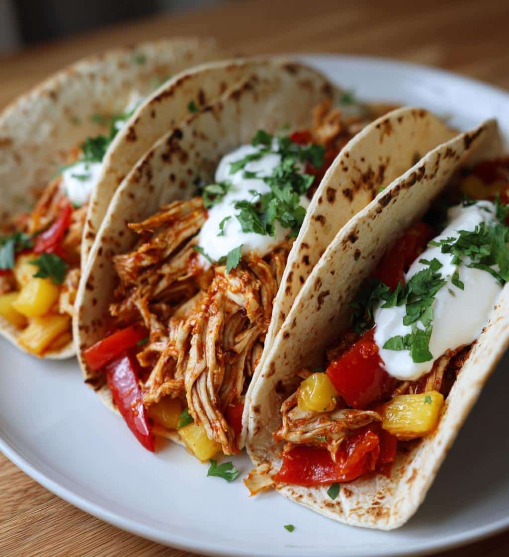 Healthy Pineapple Chicken Tacos (Crockpot) - detail 1