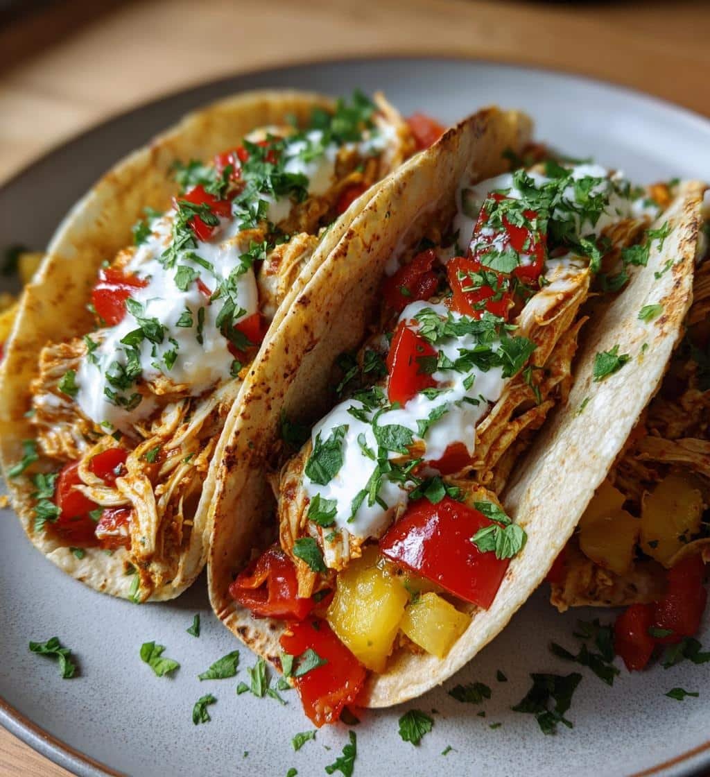 Healthy Pineapple Chicken Tacos (Crockpot)