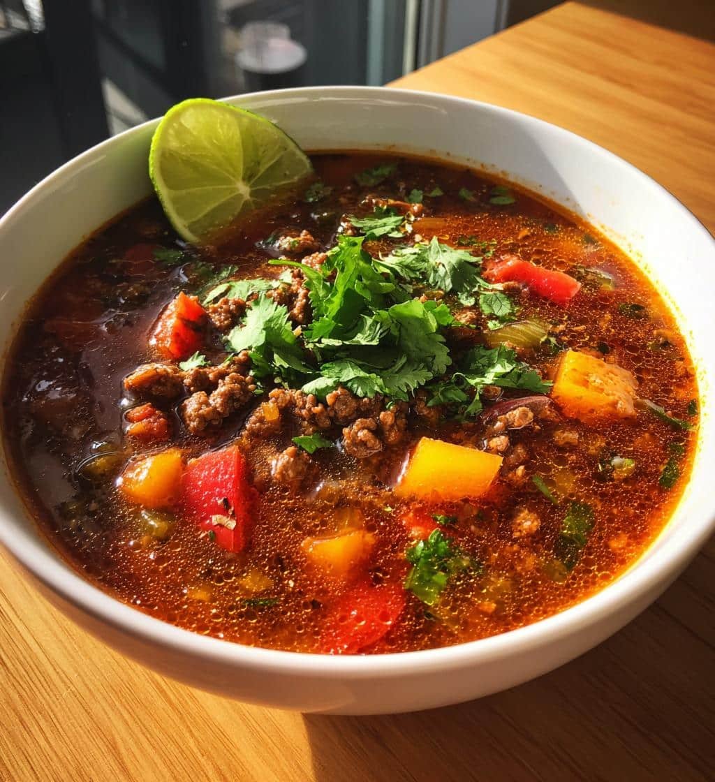 Healthy Slow Cooker Beef Taco Soup (Whole30) - detail 1