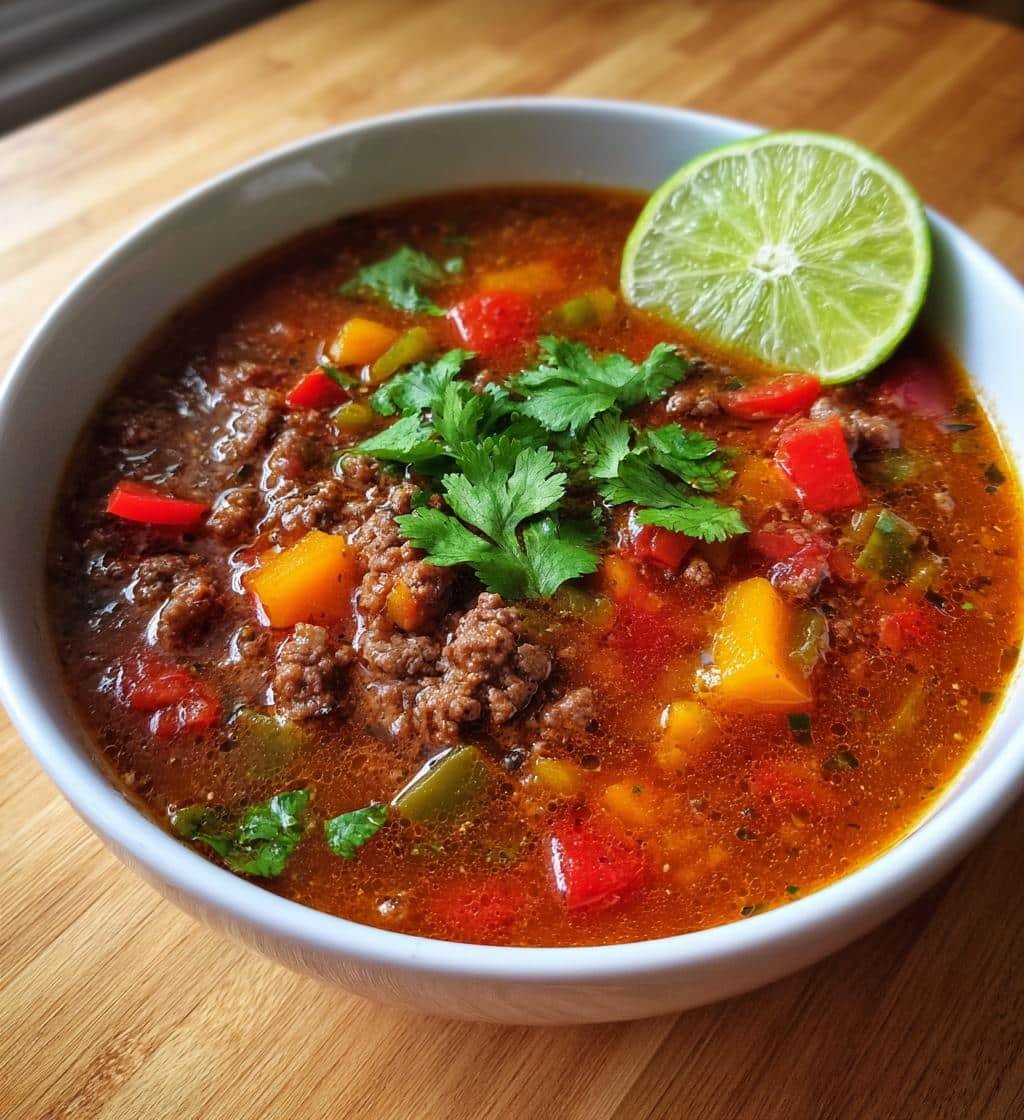 Healthy Slow Cooker Beef Taco Soup (Whole30)