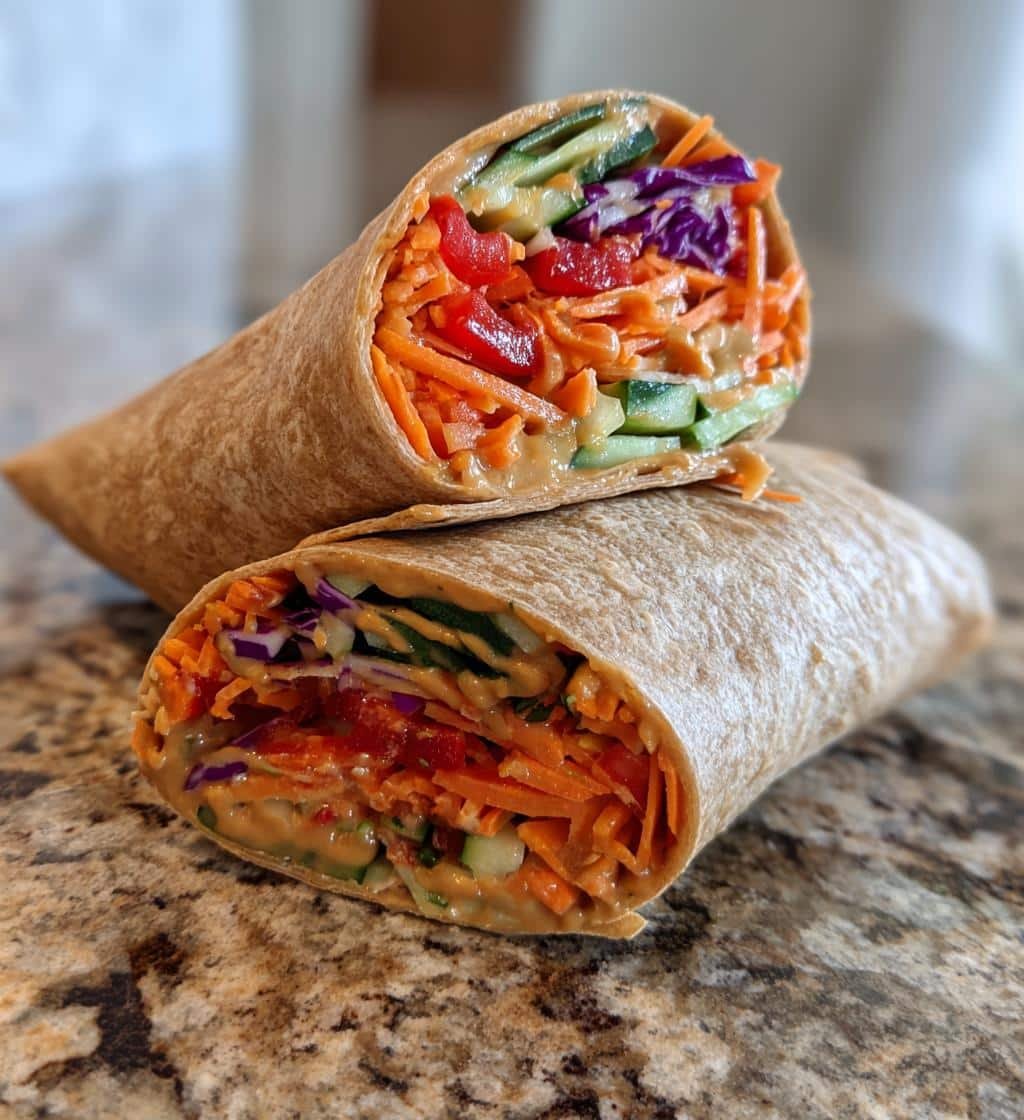 **Healthy Thai Peanut Veggie No-Cook Wraps in Just 15 Minutes** 4 Healthy Thai Peanut Veggie No-Cook Dinner Wraps - detail 1